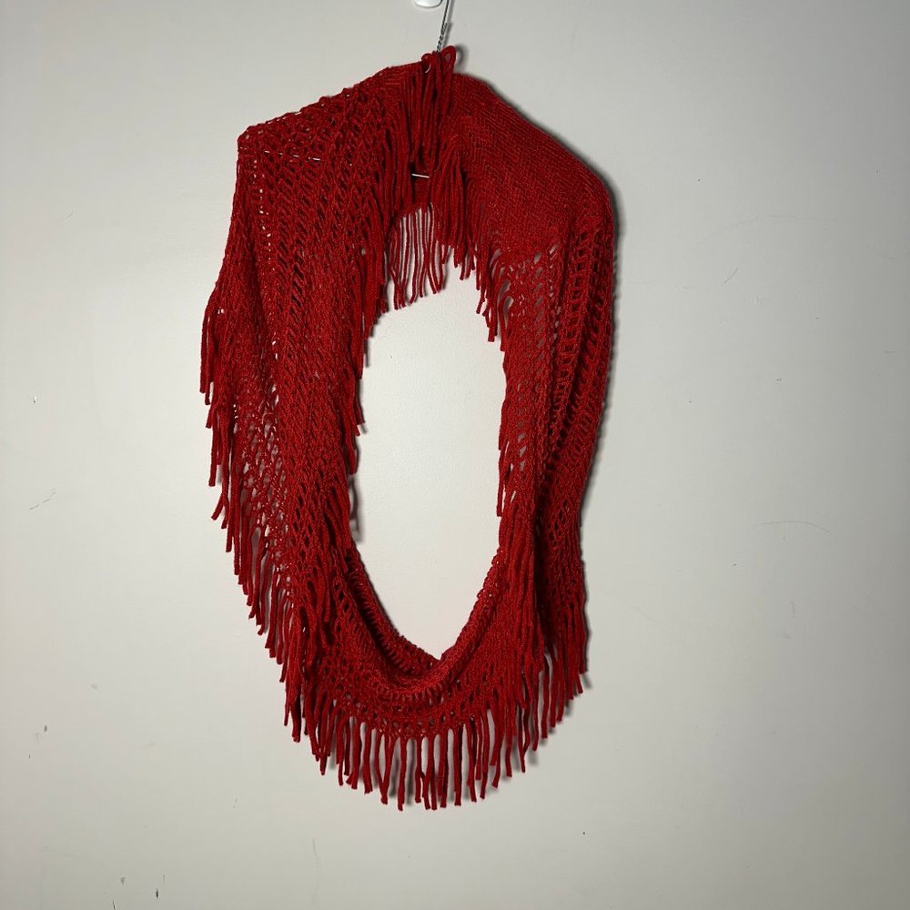 EUC Like New Red Shawl Cowl Scarf Wrap Sweater Like Womens EO